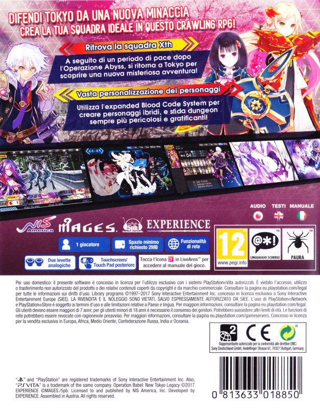 Operation Babel New Tokyo Legacy box art for Playstation Vita